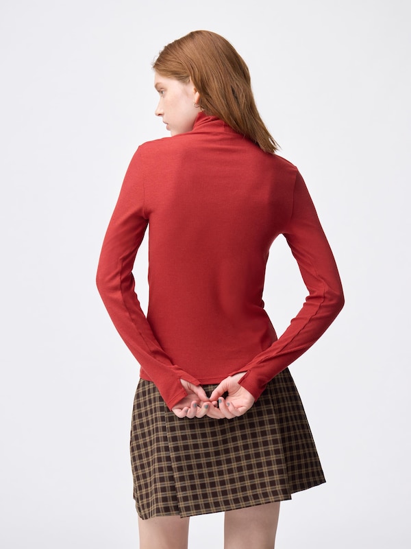 Warm Ribbed Turtleneck T-Shirt | Long