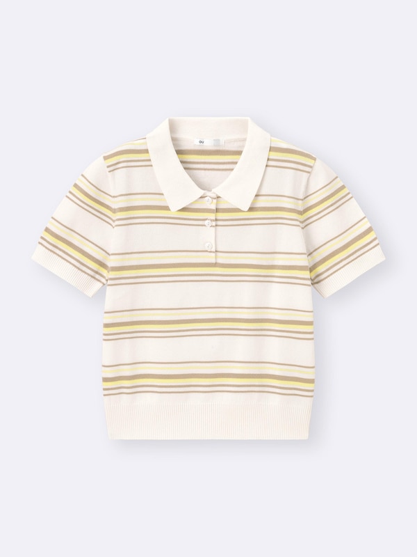 Washable Striped Polo Sweater | Short