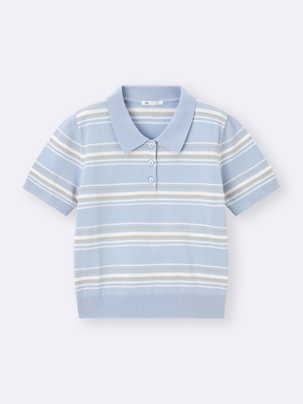 Washable Striped Polo Sweater | Short