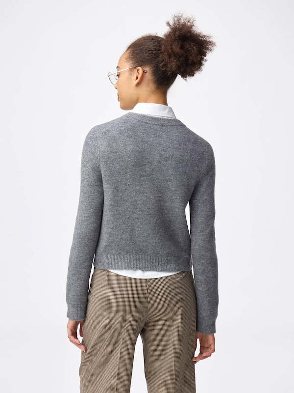 Puff Knit Crew Neck Cardigan