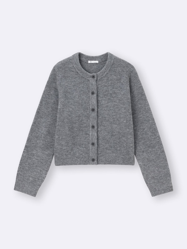 Puff Knit Crew Neck Cardigan