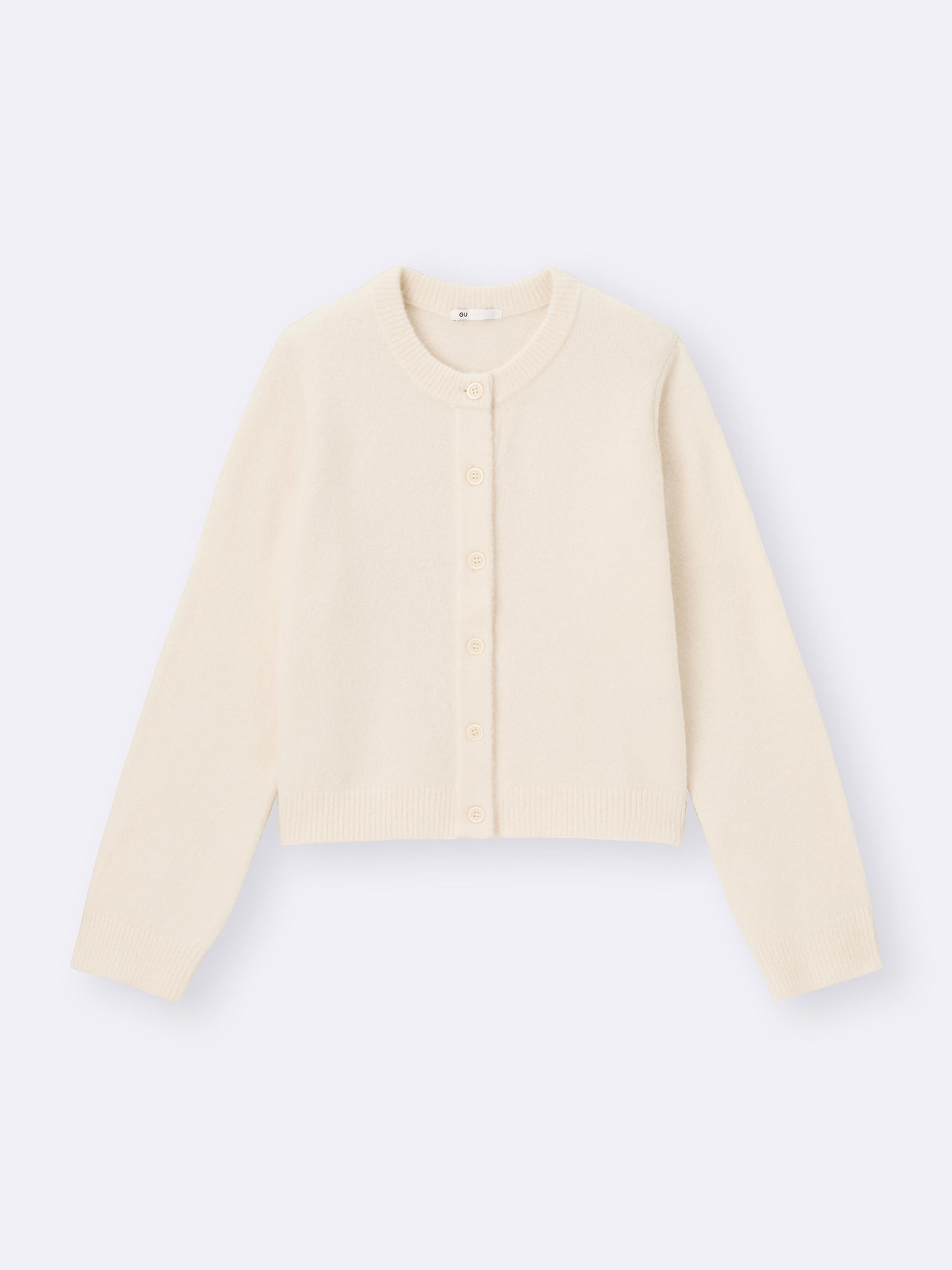 Puff Knit Crew Neck Cardigan | GU US