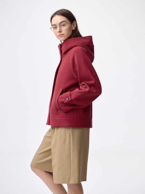 COZY MELTON Short Hoodie Coat