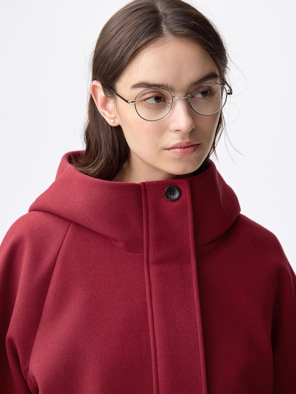 COZY MELTON Short Hoodie Coat