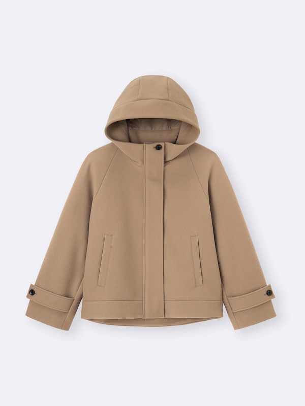 COZY MELTON Short Hoodie Coat