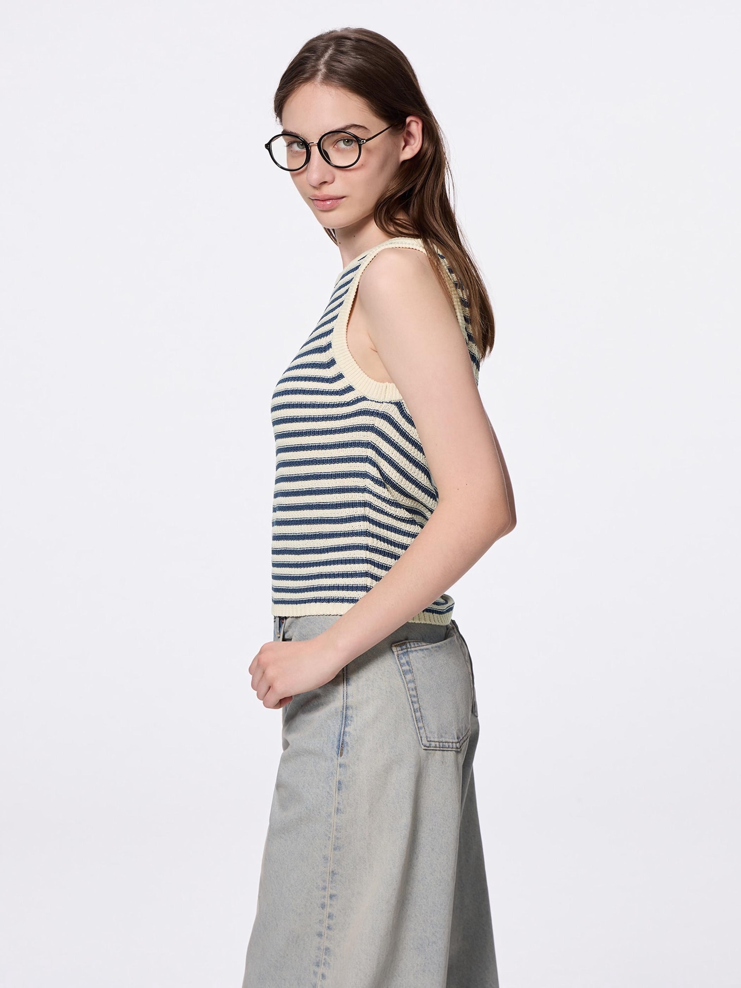 Textured Knitted Striped Tank Top | GU US