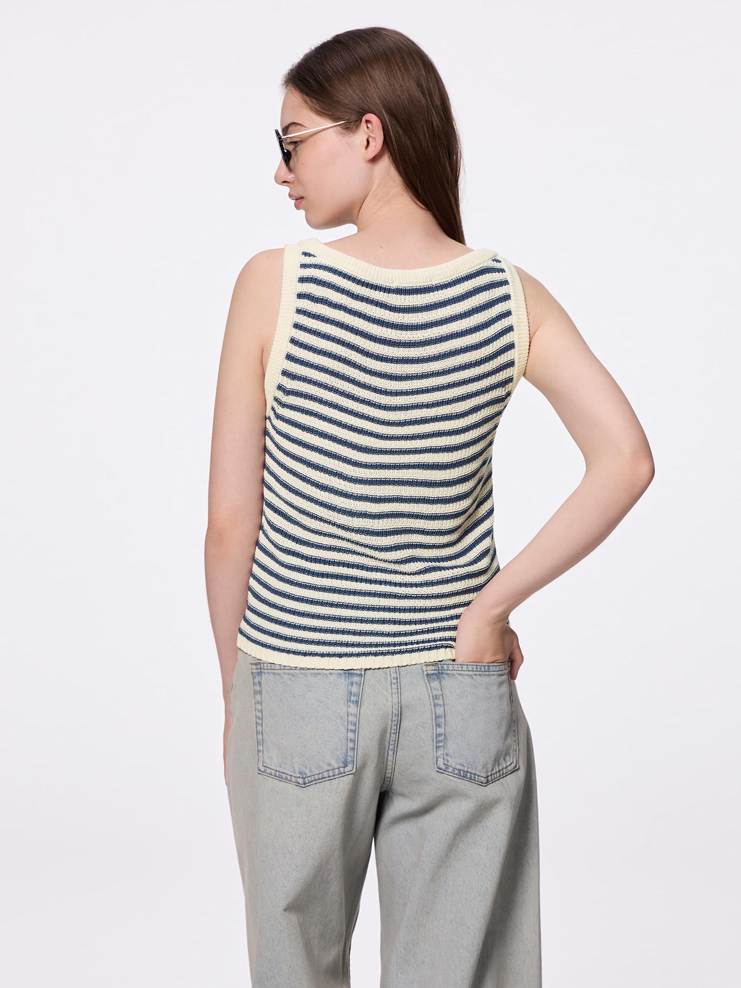 トップス ma Textured Knitted Striped Tank Top | GU US