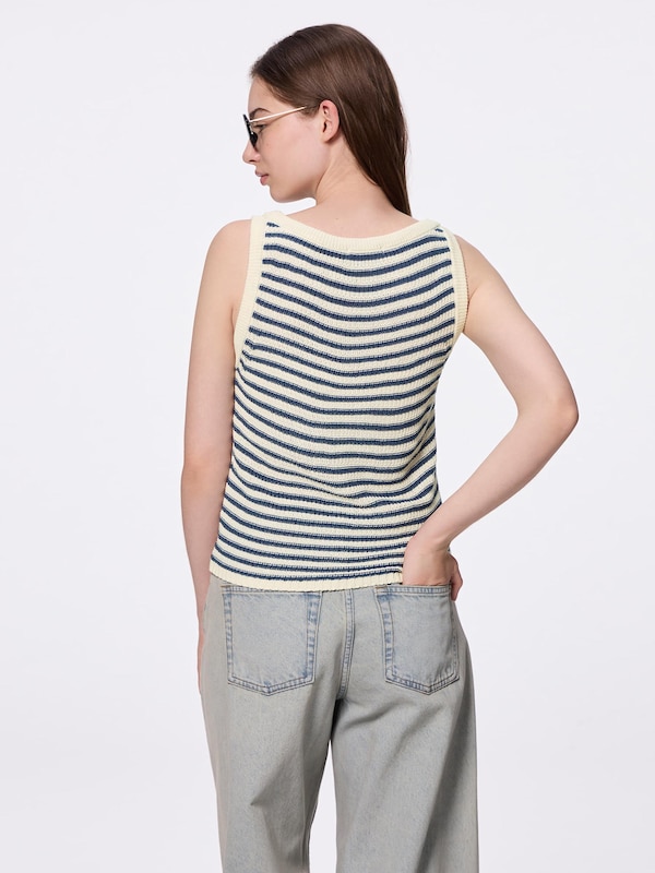 Textured Knitted Striped Tank Top