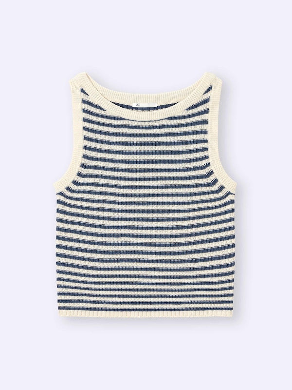 Textured Knitted Striped Tank Top