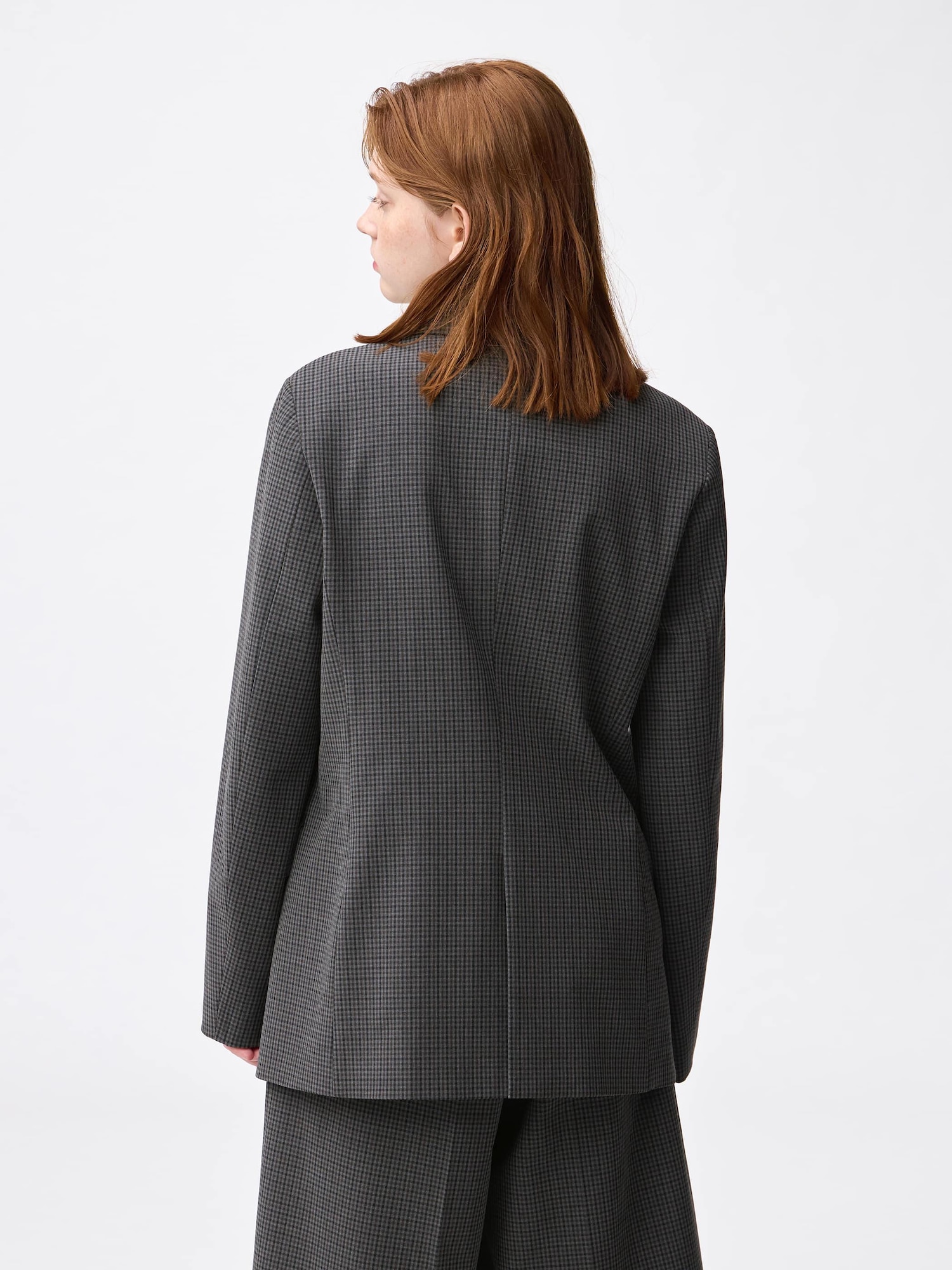 Double Breasted Checked Jacket | GU US