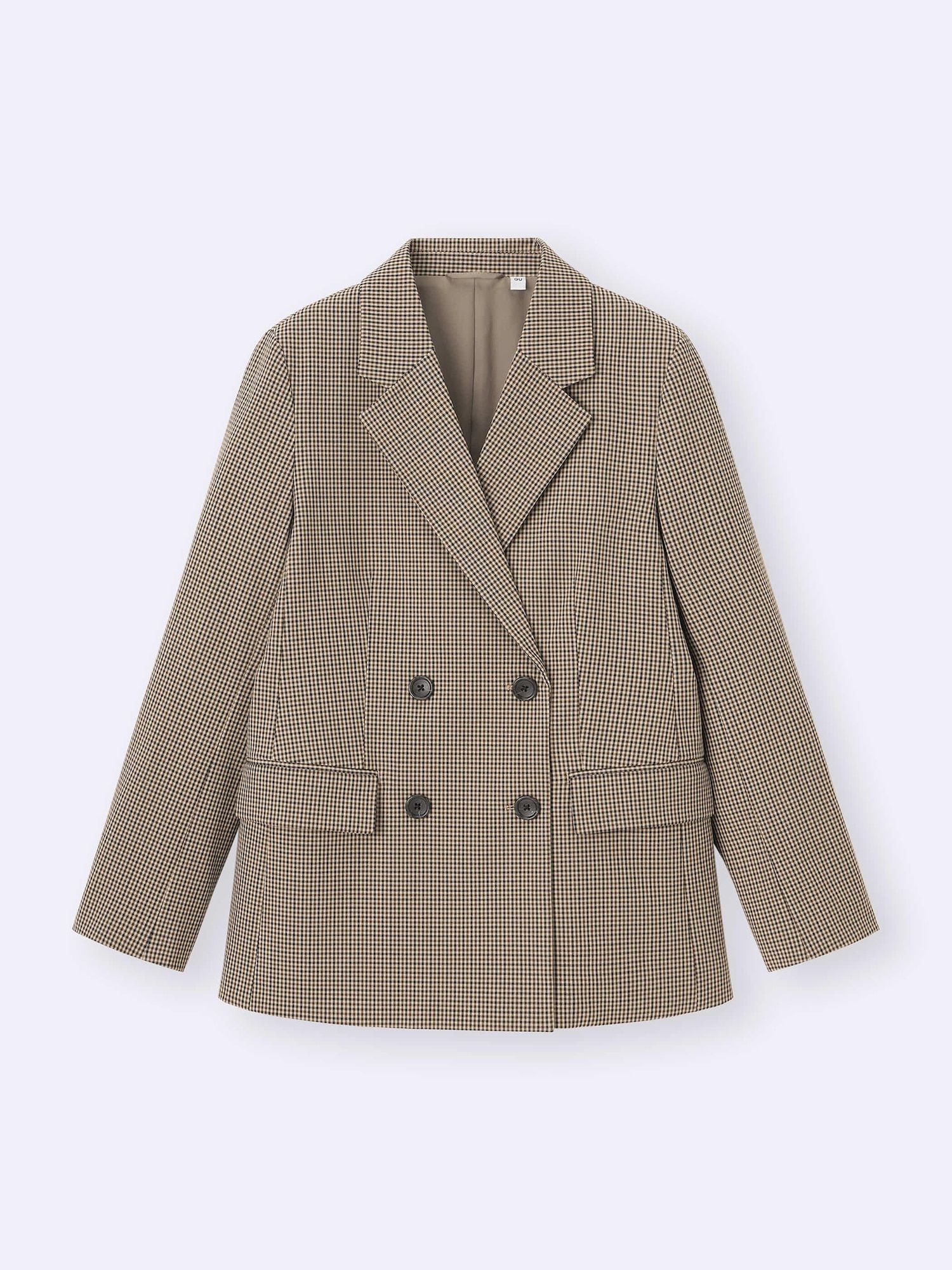 Double Breasted Checked Jacket | GU US
