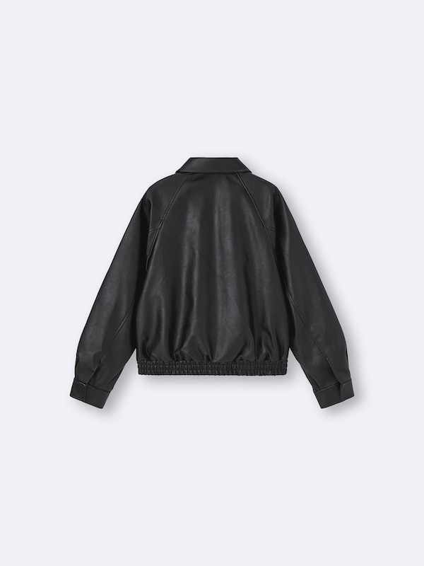 Faux Leather Harrington Jacket