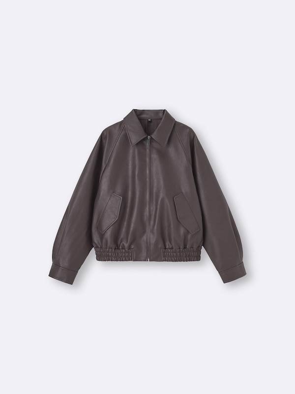 Faux Leather Harrington Jacket