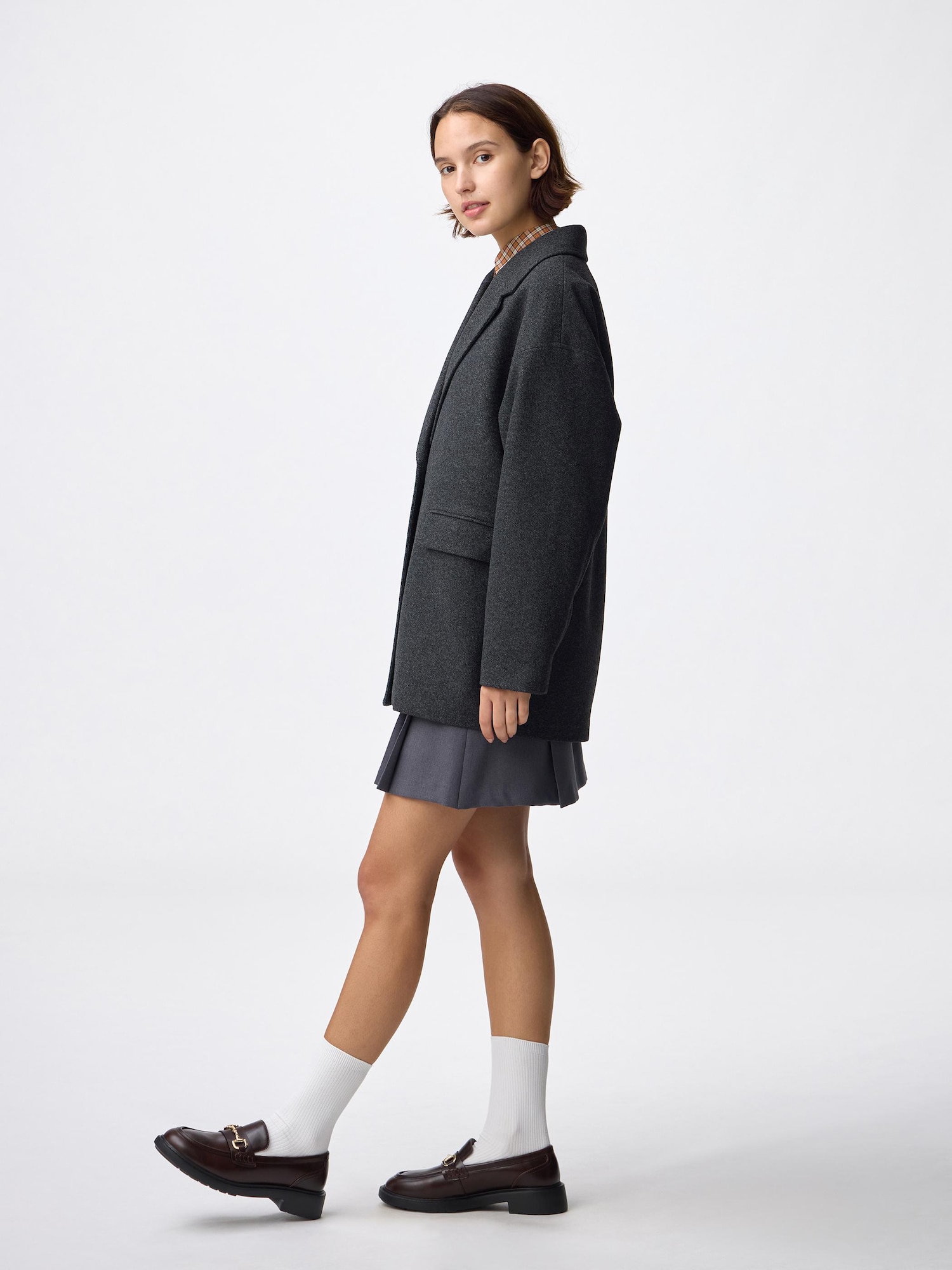 EXAMPLE エグザンプル MELTON HALF COAT COZY MELTON Half Coat | GU US