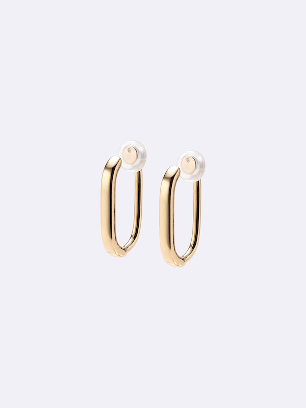 Rectangle Hoop Non-Hole Earrings 2-Pack