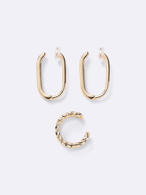 Rectangle Hoop Non-Hole Earrings 2-Pack
