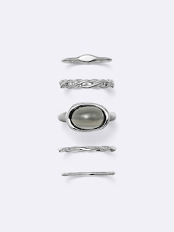 Stone & Metal Ring 5-Pack