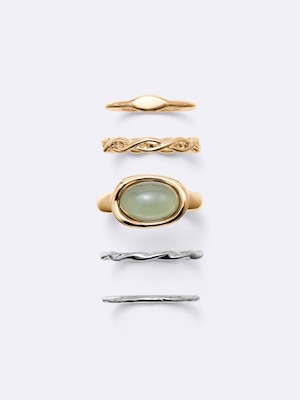 Stone & Metal Ring 5-Pack