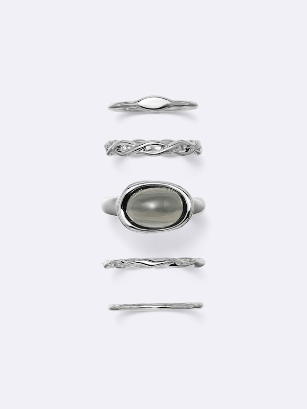 Stone & Metal Ring 5-Pack
