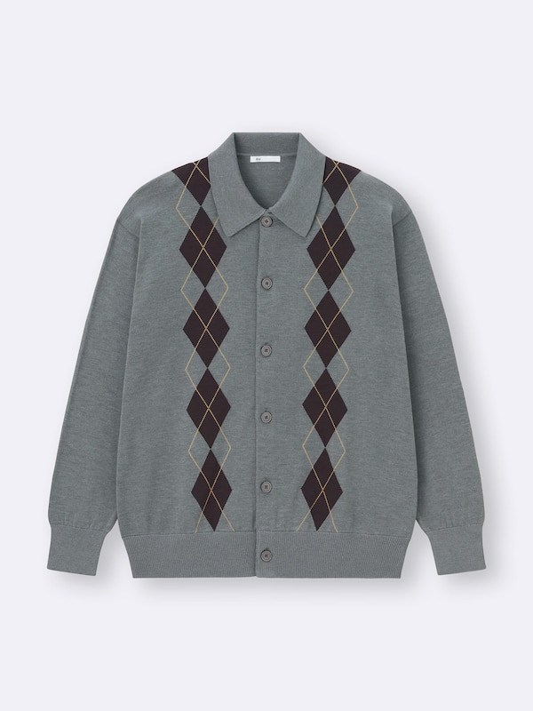 Knitted Polo Cardigan | Argyle