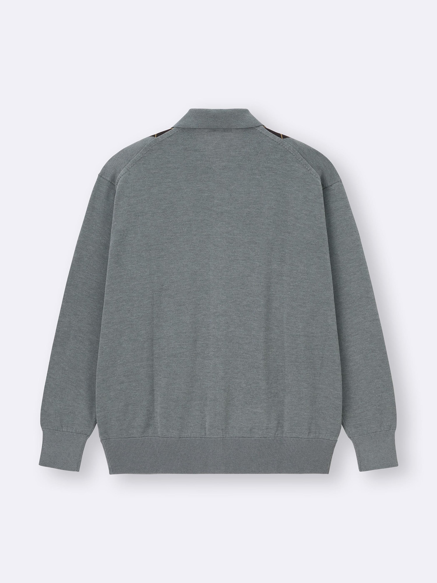 GIBOUS BORDER KNITPOLO GRAY×BLACK Knitted Polo Cardigan | Argyle | GU US
