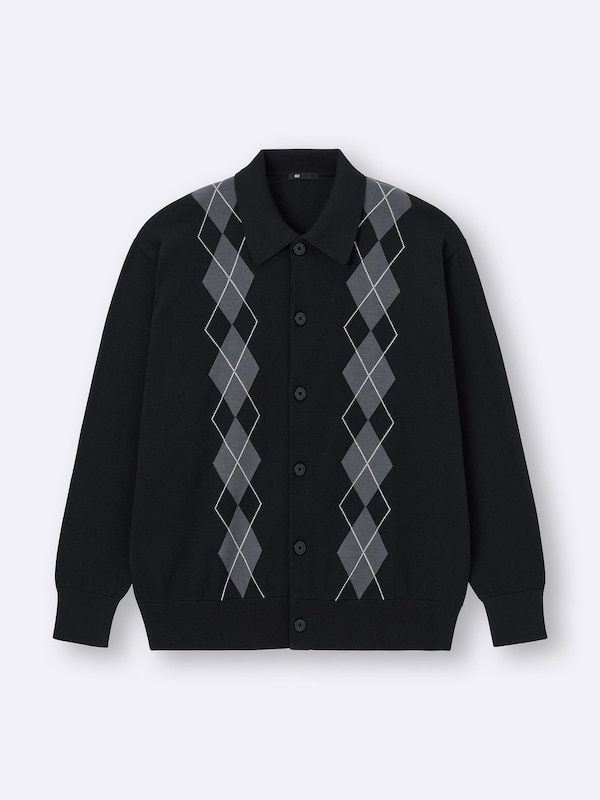 Knitted Polo Cardigan | Argyle