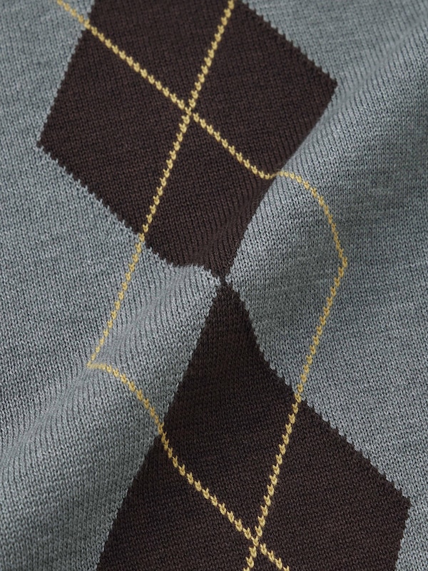 Knitted Polo Cardigan | Argyle