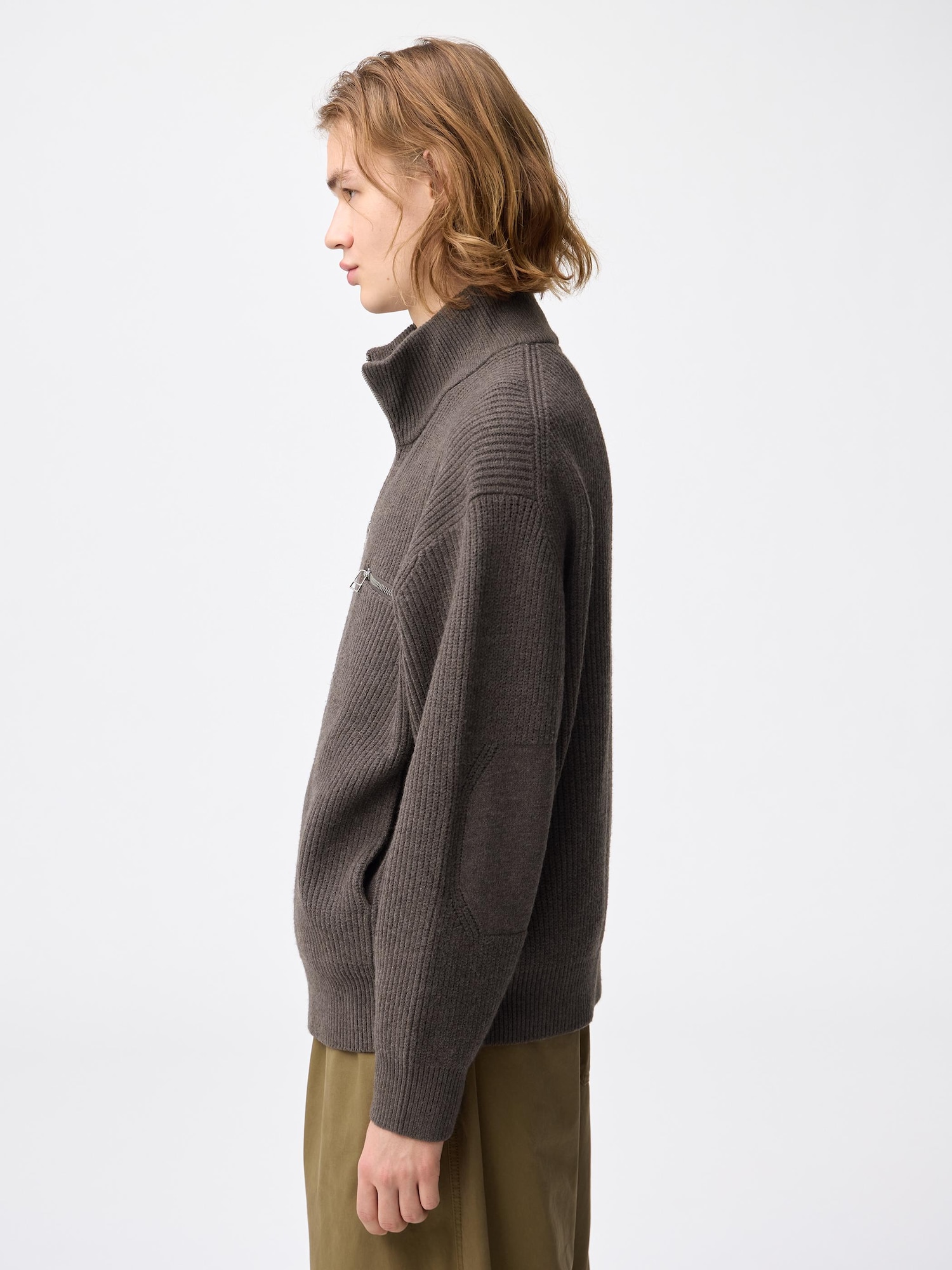 Rib Stitched Full-Zip Knitted Jacket | GU US