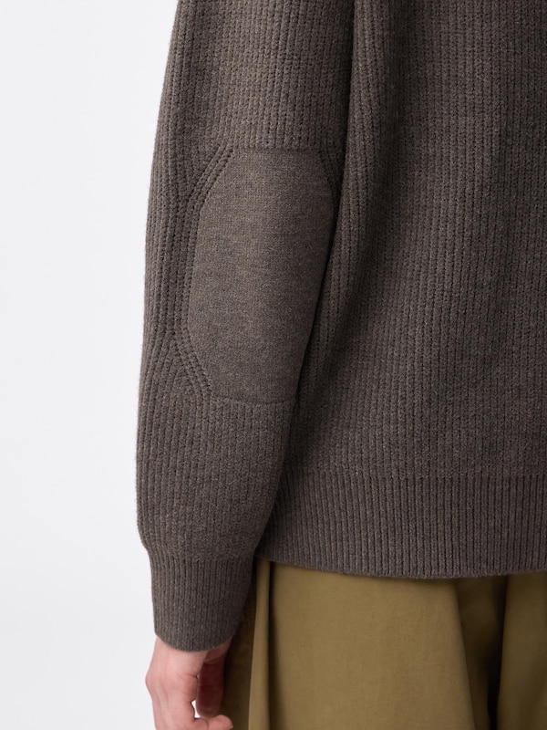 Rib Stitched Full-Zip Knitted Jacket