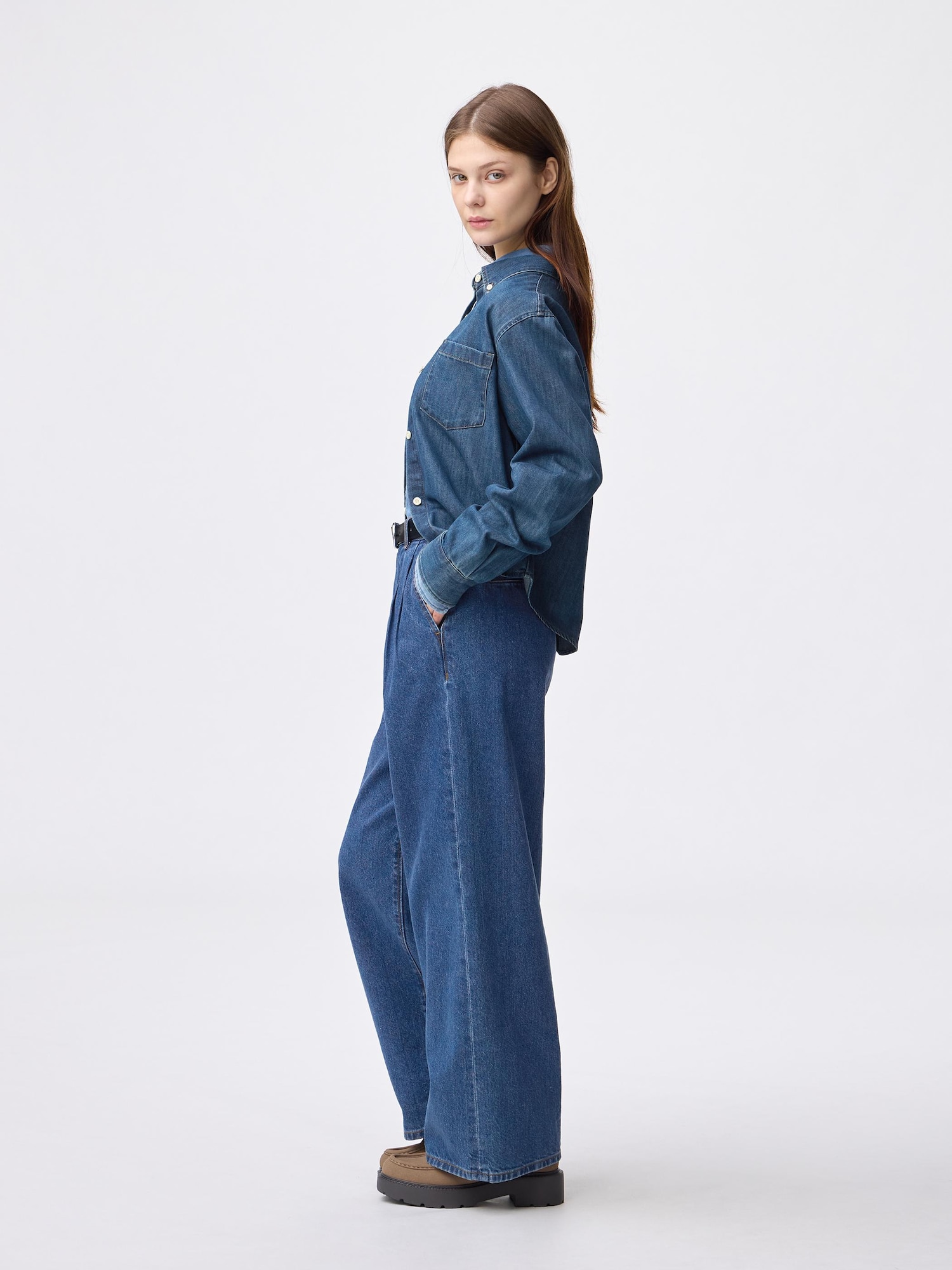 Denim Pleated Trousers | GU US