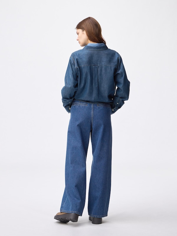 Denim Pleated Trousers