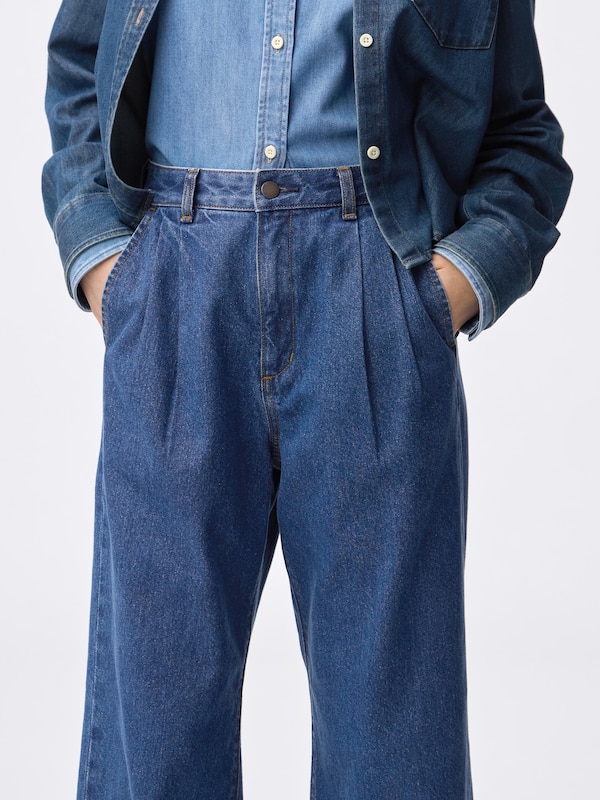 Denim Pleated Trousers