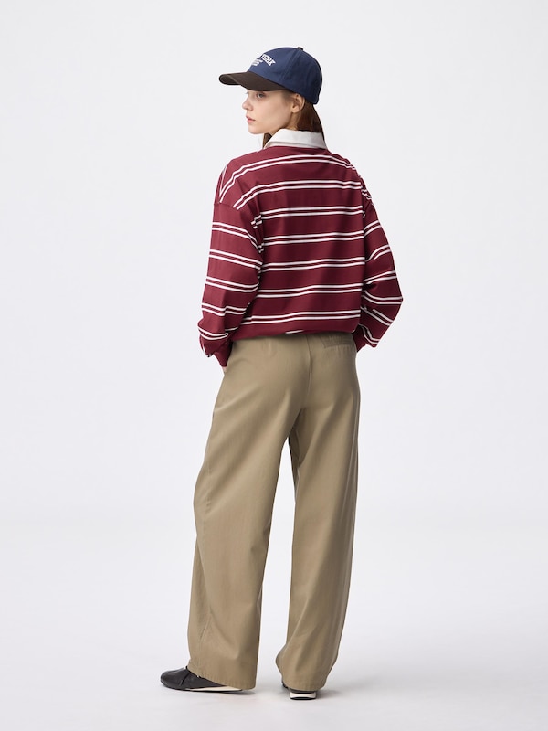 Chino Barrel Leg Pleated Pants