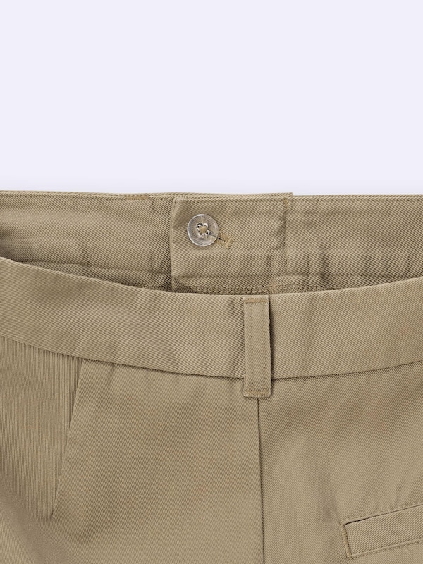 Chino Barrel Leg Pleated Pants
