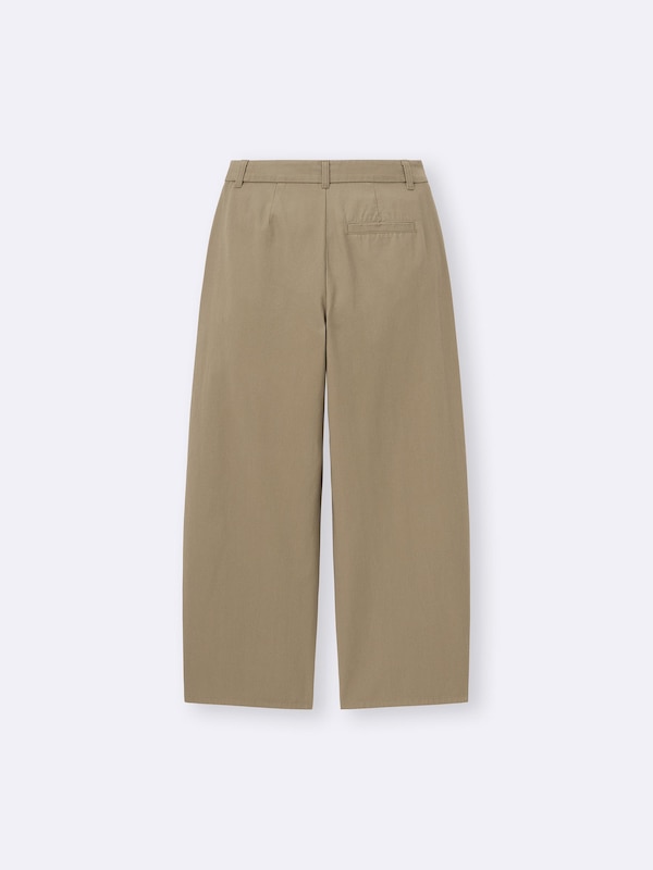 Chino Barrel Leg Pleated Pants