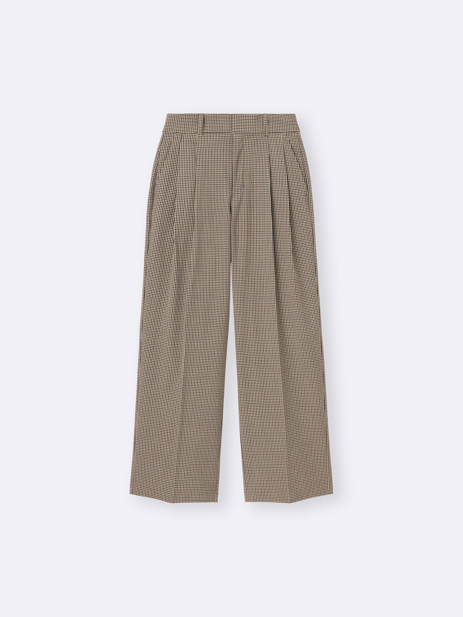 パンツ High waist check pants AM1852 Women's Pleated Wide Checked Pants | GU US
