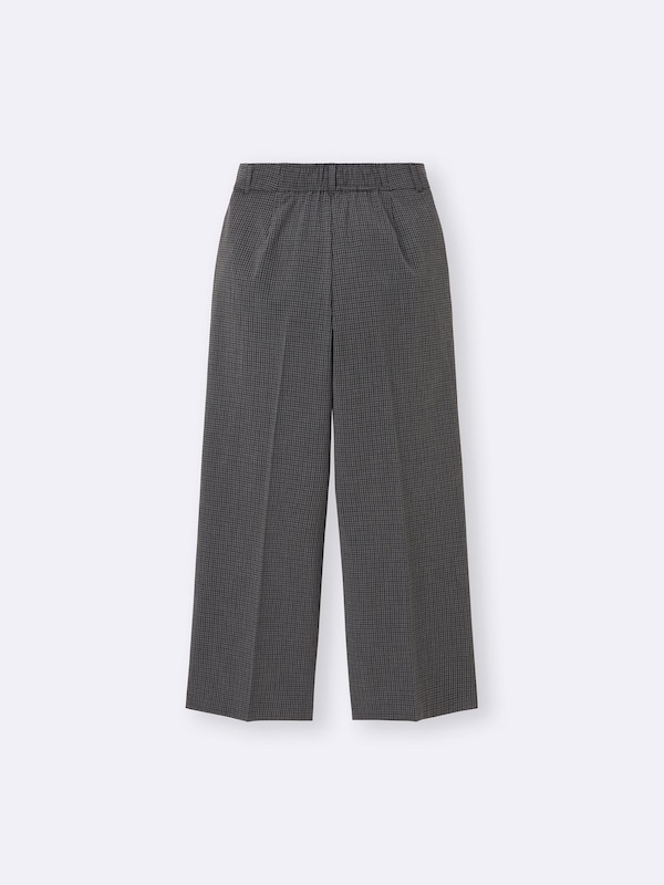 Pleated Wide Checked Pants
