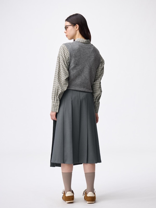 Wrap Pleated Midi Skirt