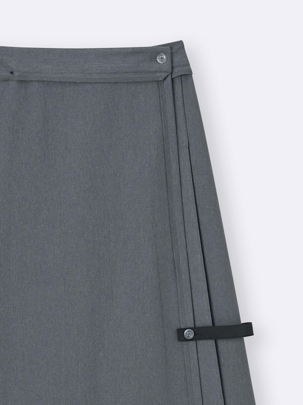 Wrap Pleated Midi Skirt