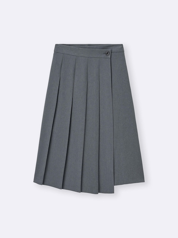 Wrap Pleated Midi Skirt