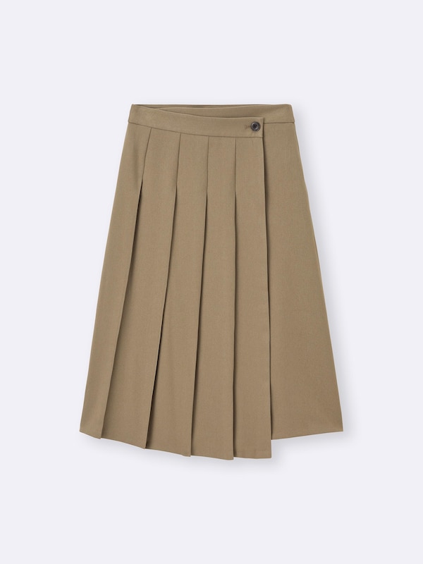 Wrap Pleated Midi Skirt