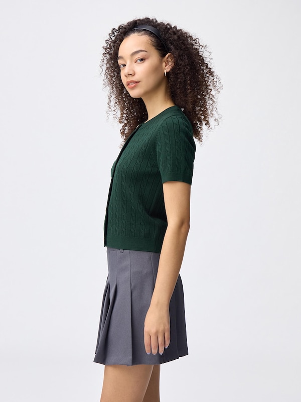 Cable Metal Button Cardigan | Short
