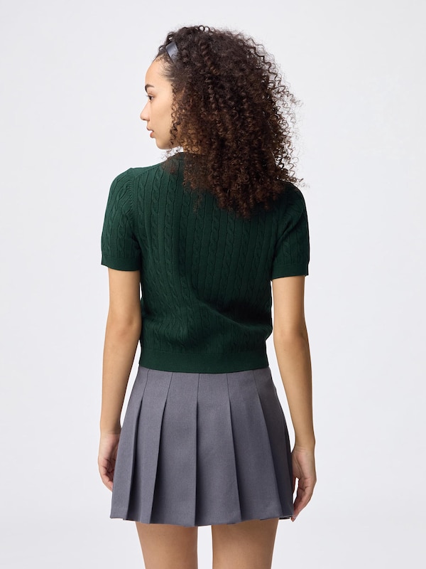Cable Metal Button Cardigan | Short