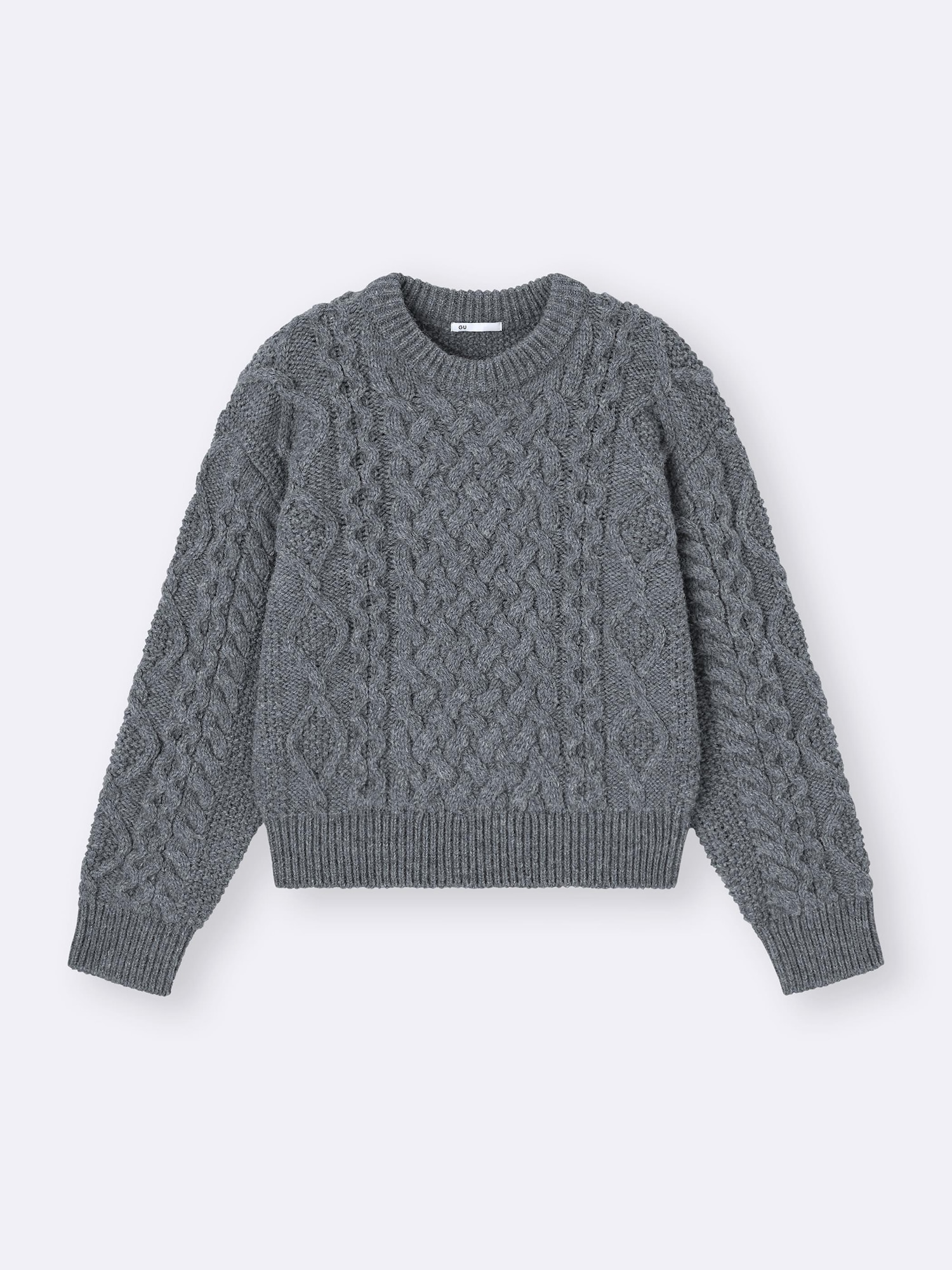 WOOL CABLE HOLE CREW NECK PULLOVER/ニット Cable Crew Neck Knitted Pullover | GU US