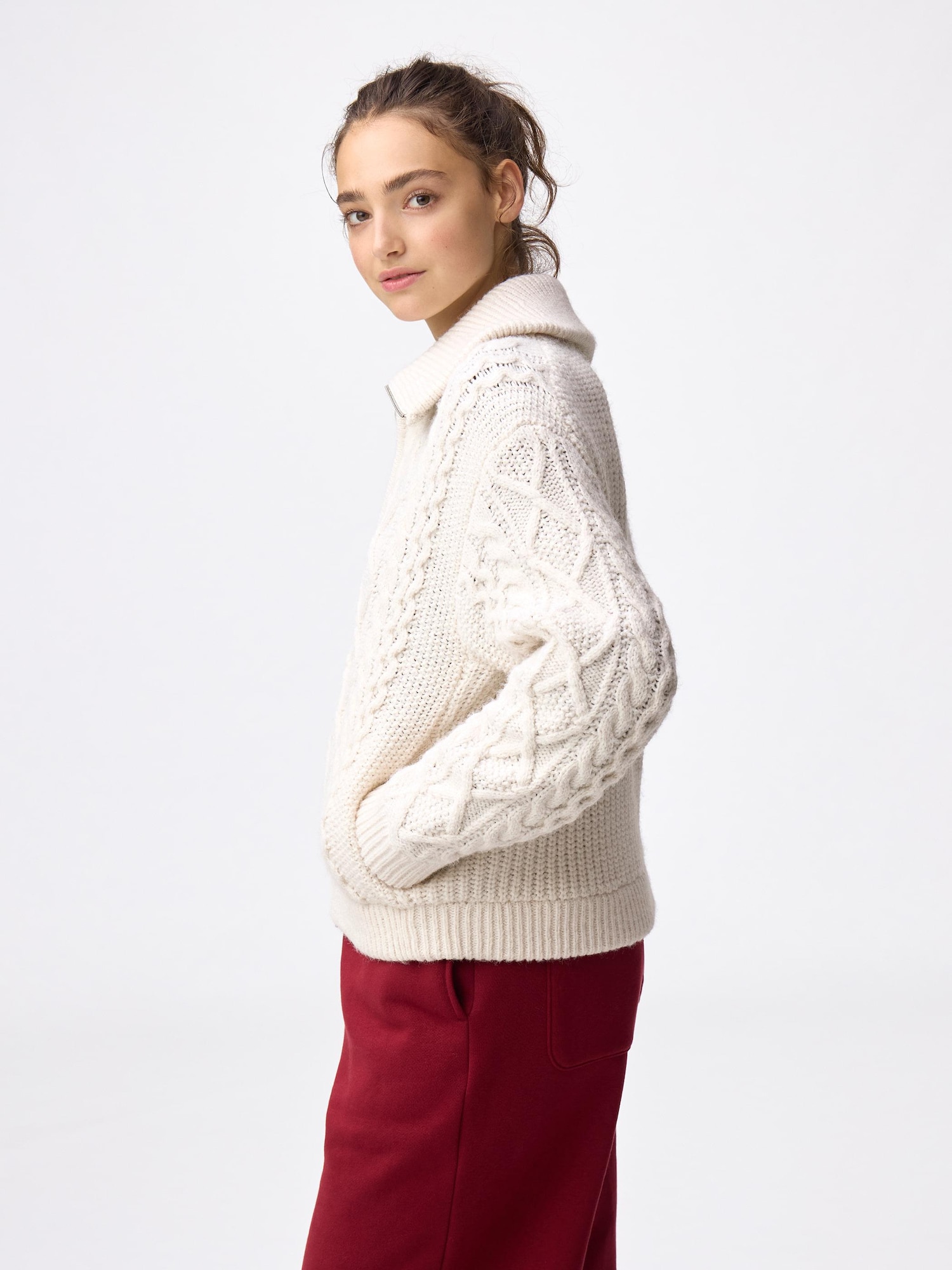 Women's Cable Knitted Jacket | GU US