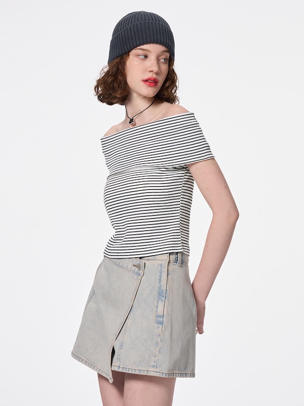 Striped Off The Shoulder T-Shirt