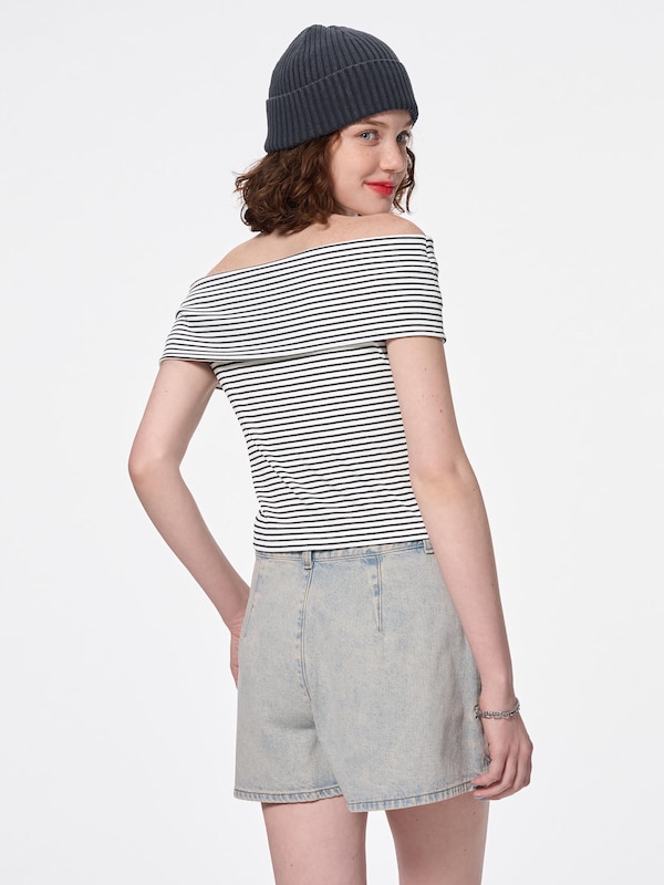 Striped Off The Shoulder T-Shirt