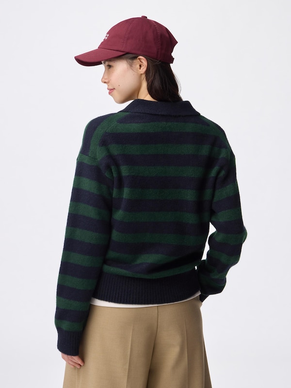 Puff Knit Striped Polo Shirt