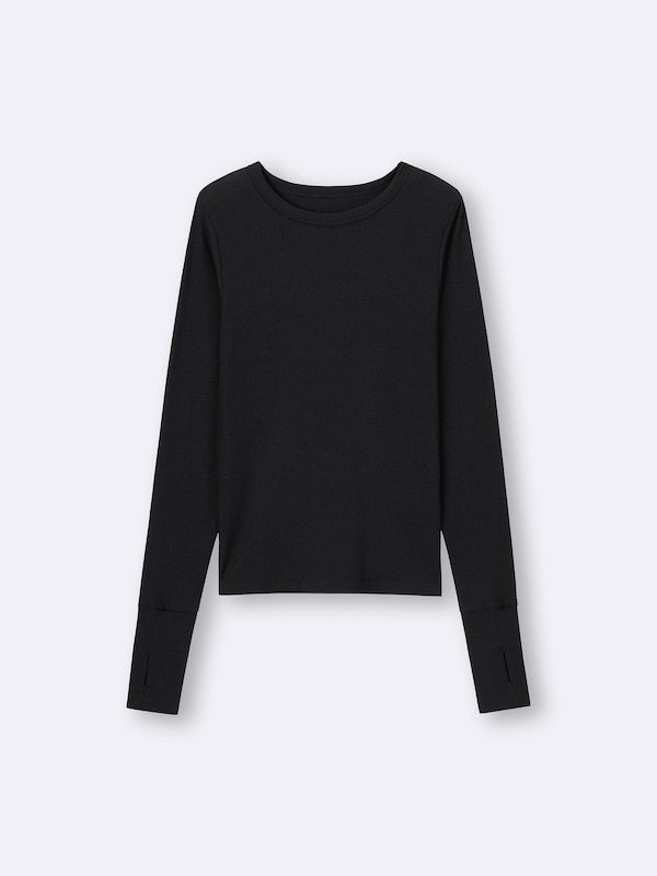 Warm Ribbed Crew Neck T-Shirt | Long