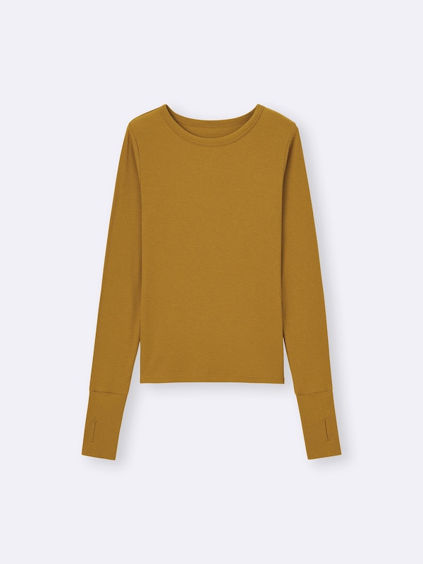Warm Ribbed Crew Neck T-Shirt | Long